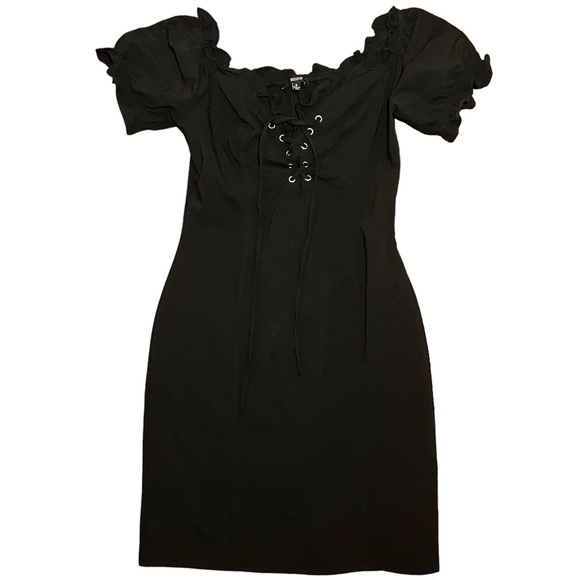 Dark Fairy Core Black Tie Up Mini Dress 🧚🏼‍♀️🖤 - Picture 2 of 8